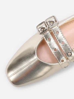 Sale La Modeuse Ballerines avec double brides à 艙illets Doré