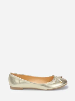 Hot La Modeuse Ballerines avec n艙ud grandes tailles Doré
