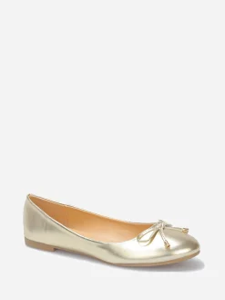 Hot La Modeuse Ballerines avec n艙ud grandes tailles Doré