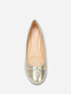 Hot La Modeuse Ballerines avec n艙ud grandes tailles Doré