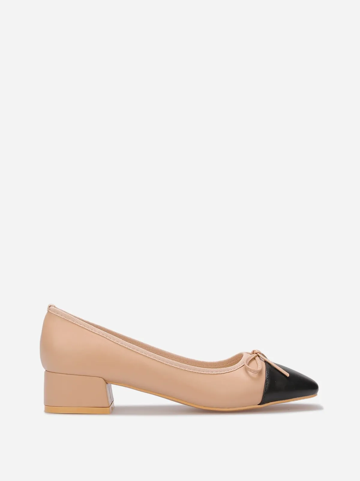 Online La Modeuse Ballerines bicolore à talon carré Beige