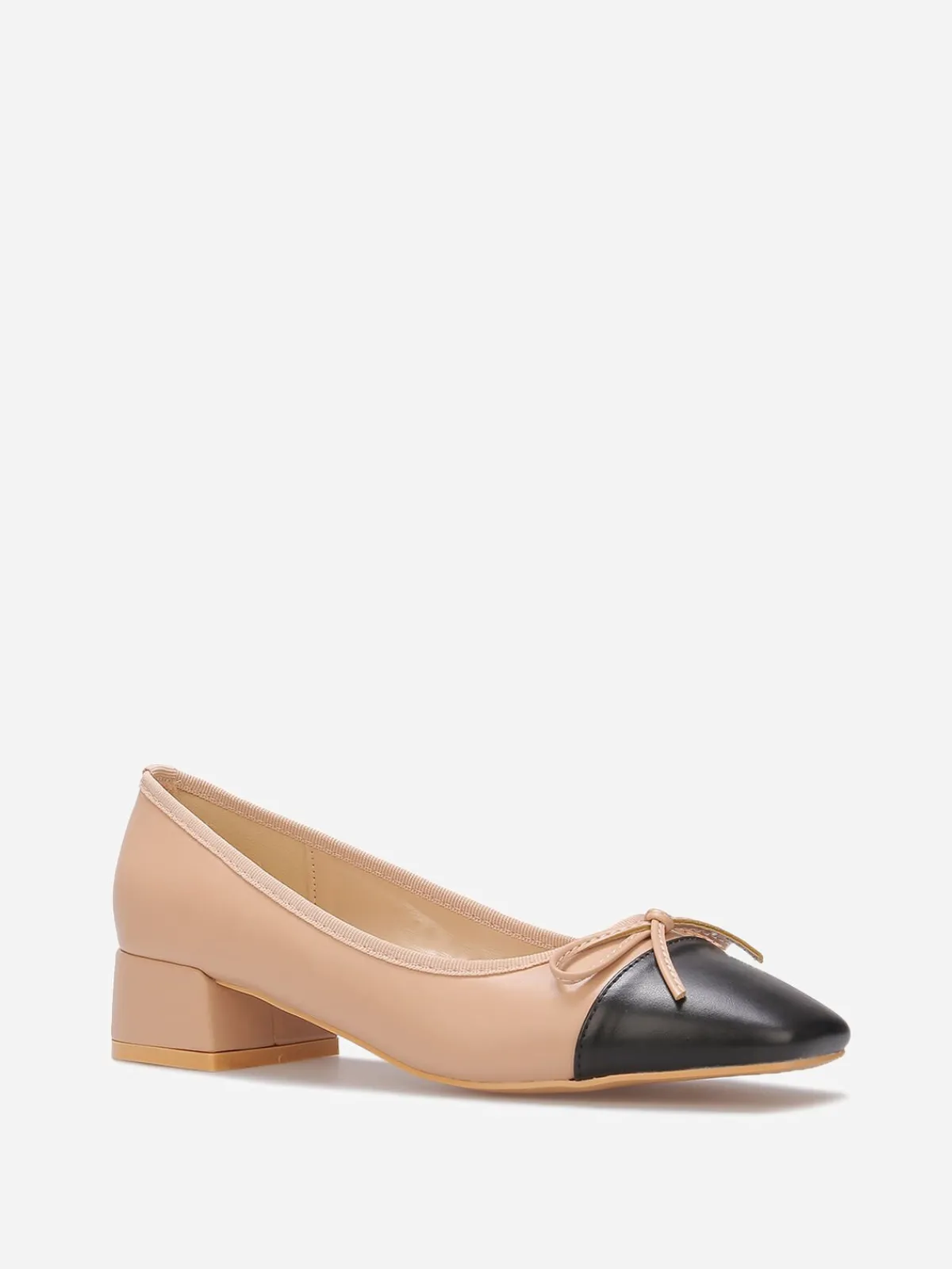 Online La Modeuse Ballerines bicolore à talon carré Beige
