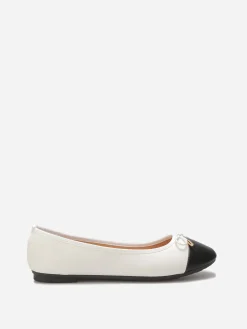 Discount La Modeuse Ballerines bicolore avec n艙ud Blanc
