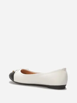 Discount La Modeuse Ballerines bicolore avec n艙ud Blanc