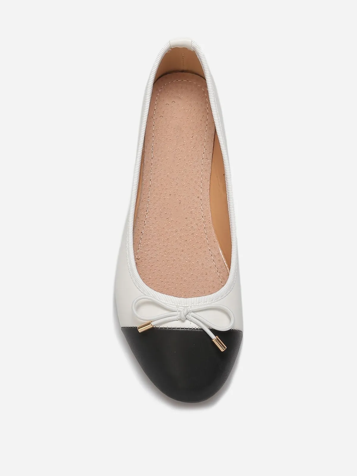 Discount La Modeuse Ballerines bicolore avec n艙ud Blanc