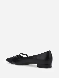 Clearance La Modeuse Ballerines bi-matières pointues à bride Noir