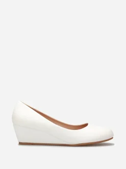 New La Modeuse Ballerines compensées à bout rond grandes tailles Blanc