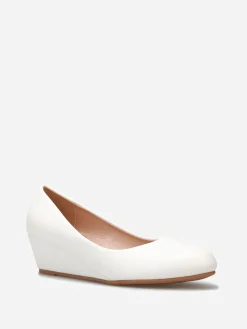 New La Modeuse Ballerines compensées à bout rond grandes tailles Blanc