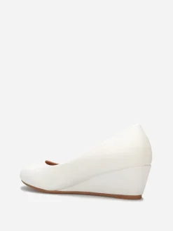 New La Modeuse Ballerines compensées à bout rond grandes tailles Blanc