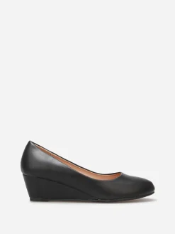 New La Modeuse Ballerines compensées à bout rond grandes tailles Noir
