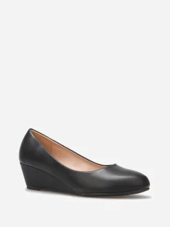 New La Modeuse Ballerines compensées à bout rond grandes tailles Noir