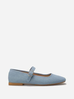 Best La Modeuse Ballerines denim à bout carré et bride Bleu
