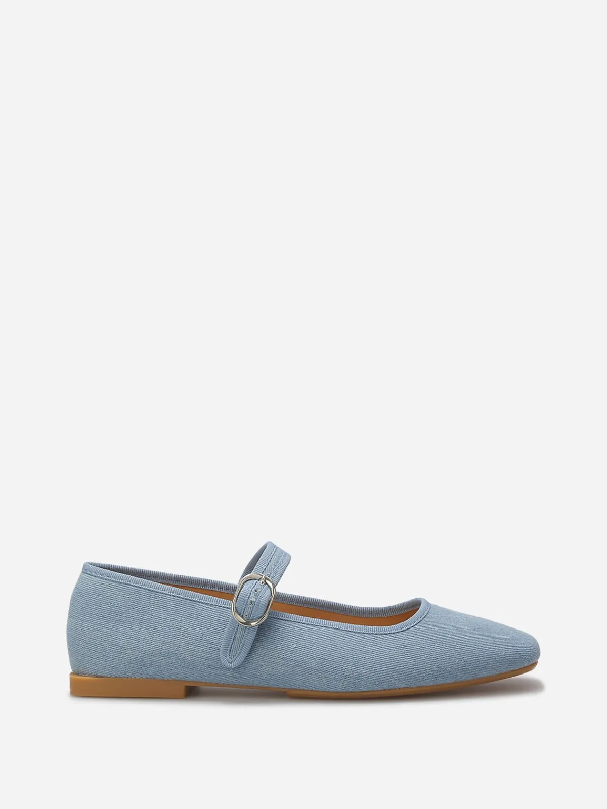 Best La Modeuse Ballerines denim à bout carré et bride Bleu