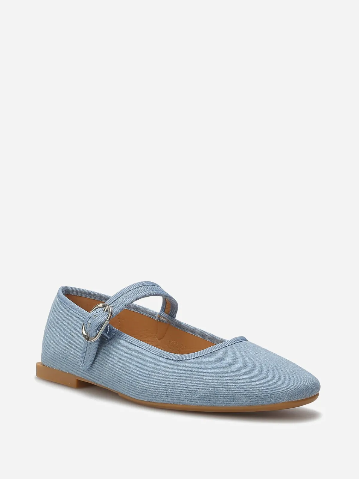 Best La Modeuse Ballerines denim à bout carré et bride Bleu