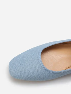 Best La Modeuse Ballerines denim à bout carré et bride Bleu