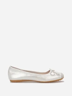Discount La Modeuse Ballerines effet métallisé à n艙ud Argenté