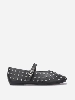 Hot La Modeuse Ballerines en simili à strass Noir