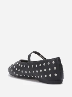Hot La Modeuse Ballerines en simili à strass Noir