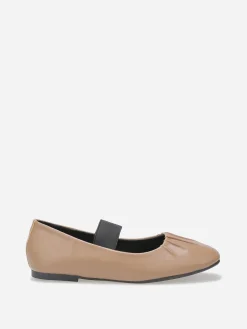 New La Modeuse Ballerines en simili avec bride Taupe