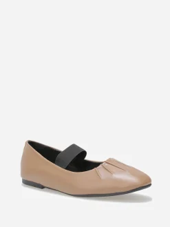 New La Modeuse Ballerines en simili avec bride Taupe