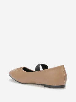 New La Modeuse Ballerines en simili avec bride Taupe