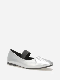 New La Modeuse Ballerines en simili avec bride Argenté