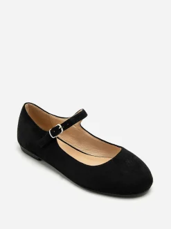 Clearance La Modeuse Ballerines en suédine à bride Noir