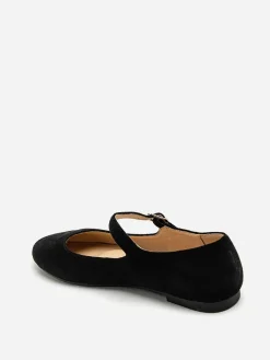Clearance La Modeuse Ballerines en suédine à bride Noir