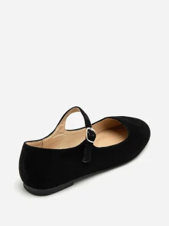 Clearance La Modeuse Ballerines en suédine à bride Noir