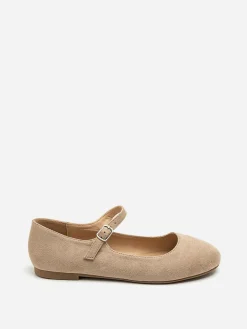 Discount La Modeuse Ballerines en suédine à bride Taupe