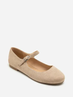 Discount La Modeuse Ballerines en suédine à bride Taupe