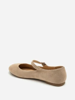 Discount La Modeuse Ballerines en suédine à bride Taupe