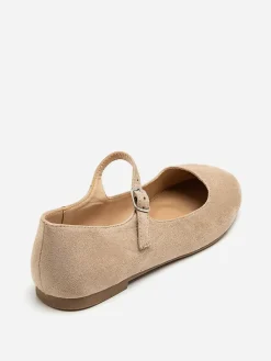 Discount La Modeuse Ballerines en suédine à bride Taupe