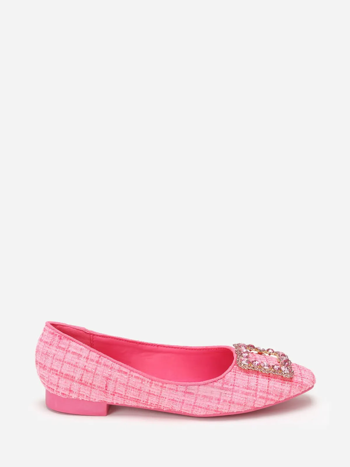 Clearance La Modeuse Ballerines en tweed avec bride bijou Fuchsia