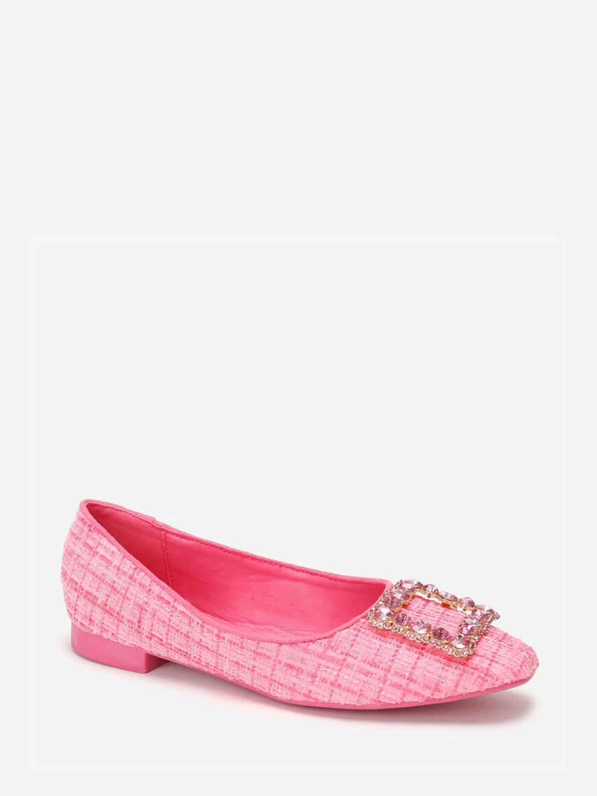 Clearance La Modeuse Ballerines en tweed avec bride bijou Fuchsia