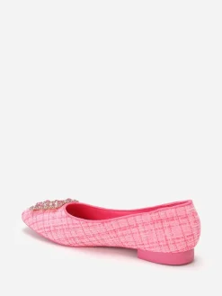 Clearance La Modeuse Ballerines en tweed avec bride bijou Fuchsia