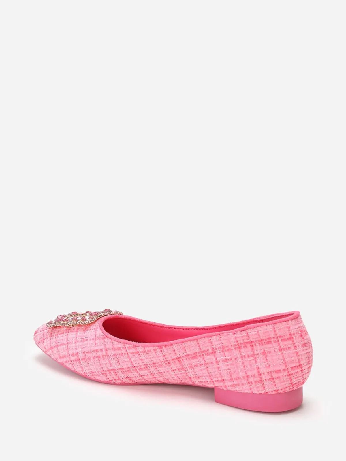 Clearance La Modeuse Ballerines en tweed avec bride bijou Fuchsia