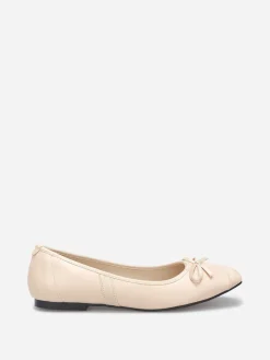 La Modeuse Ballerines multimatières à bout carré et n艙ud Rose