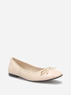 La Modeuse Ballerines multimatières à bout carré et n艙ud Rose