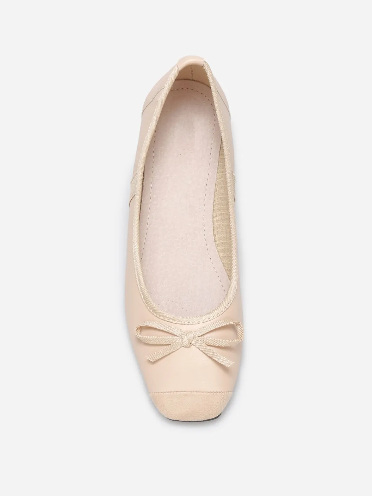 La Modeuse Ballerines multimatières à bout carré et n艙ud Rose
