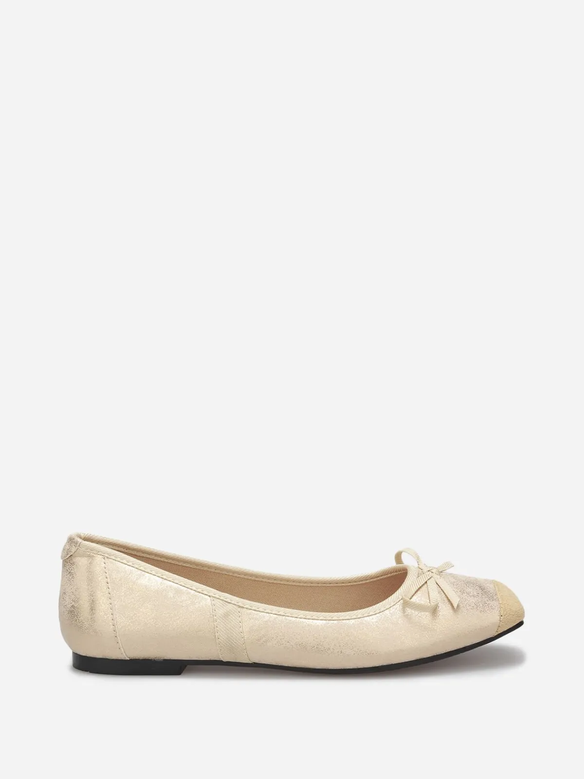 Outlet La Modeuse Ballerines multimatières à bout carré et n艙ud Doré