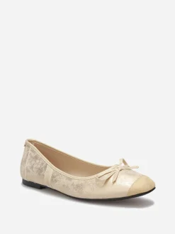 Outlet La Modeuse Ballerines multimatières à bout carré et n艙ud Doré