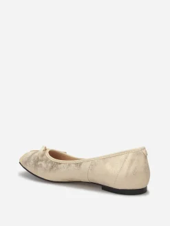 Outlet La Modeuse Ballerines multimatières à bout carré et n艙ud Doré