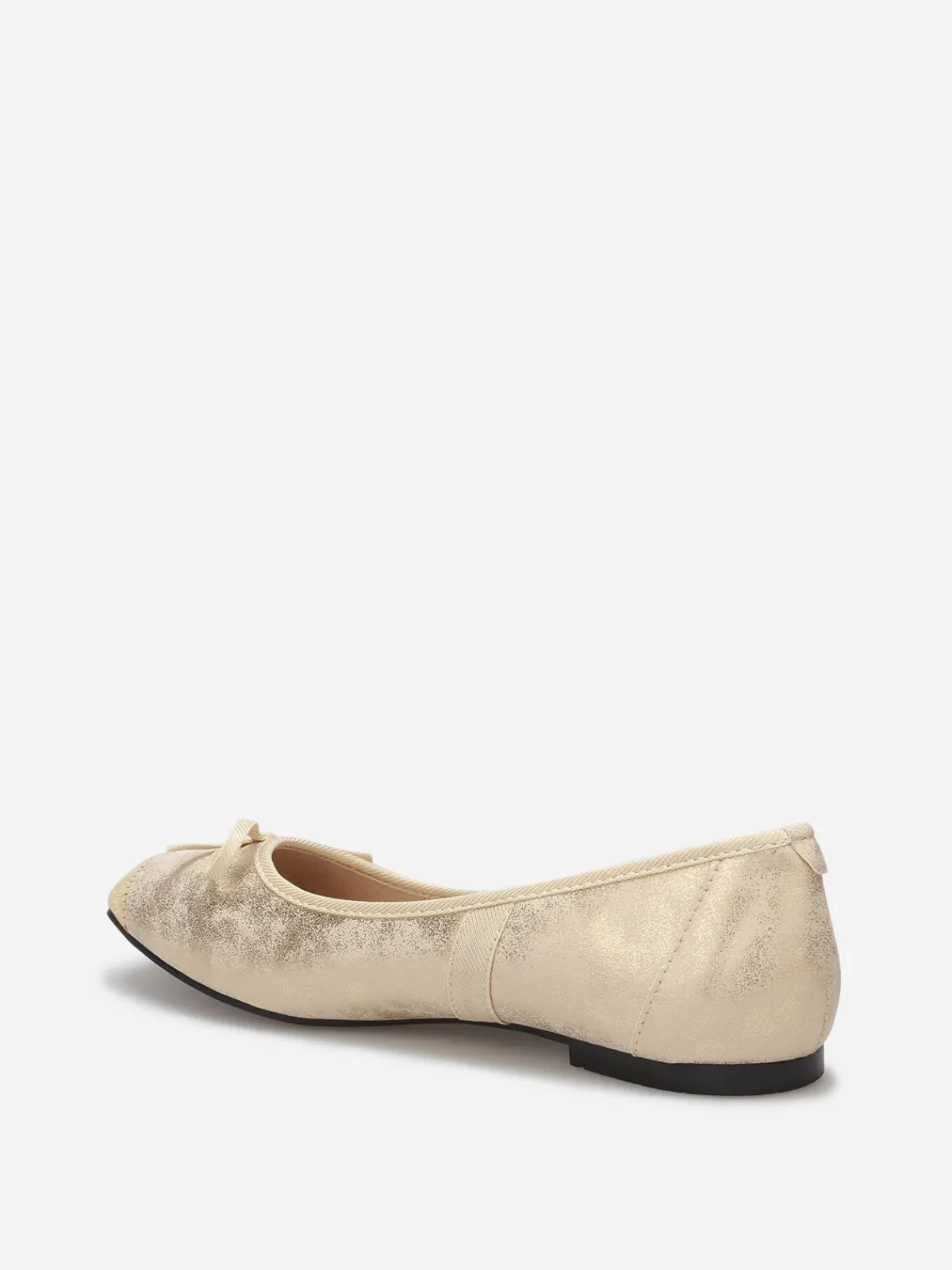 Outlet La Modeuse Ballerines multimatières à bout carré et n艙ud Doré
