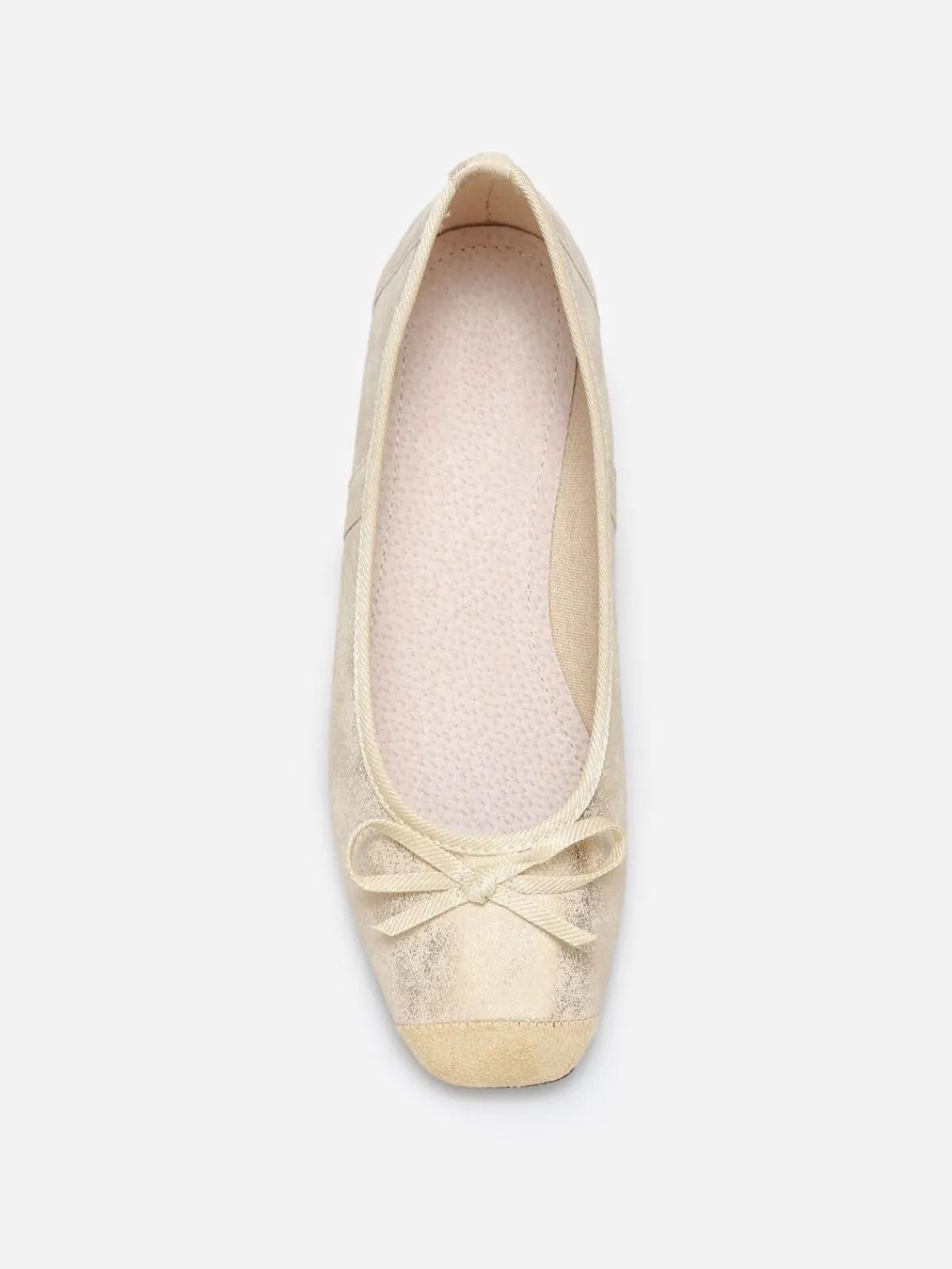 Outlet La Modeuse Ballerines multimatières à bout carré et n艙ud Doré