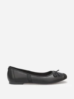 Best La Modeuse Ballerines multimatières à bout carré et n艙ud Noir