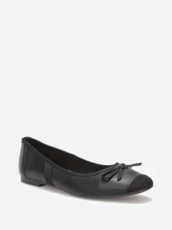 Best La Modeuse Ballerines multimatières à bout carré et n艙ud Noir