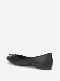 Best La Modeuse Ballerines multimatières à bout carré et n艙ud Noir