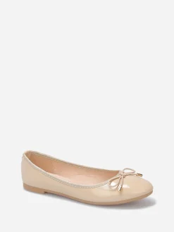 Discount La Modeuse Ballerines plates vernies avec noeud Beige