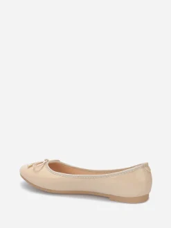 Discount La Modeuse Ballerines plates vernies avec noeud Beige